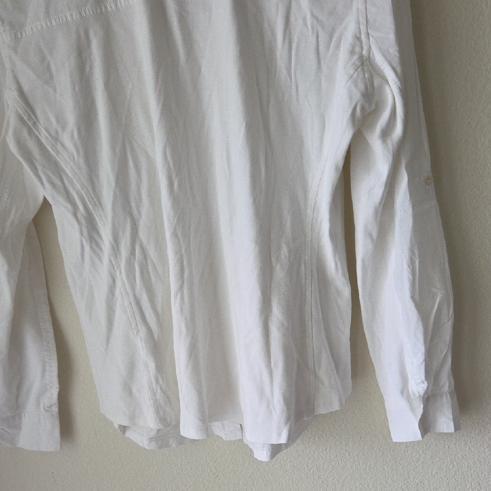 Eileen Fisher Crisp White Blouse Button Down Shirt 100% Organic Cotton Sz XS - Picture 9 of 16